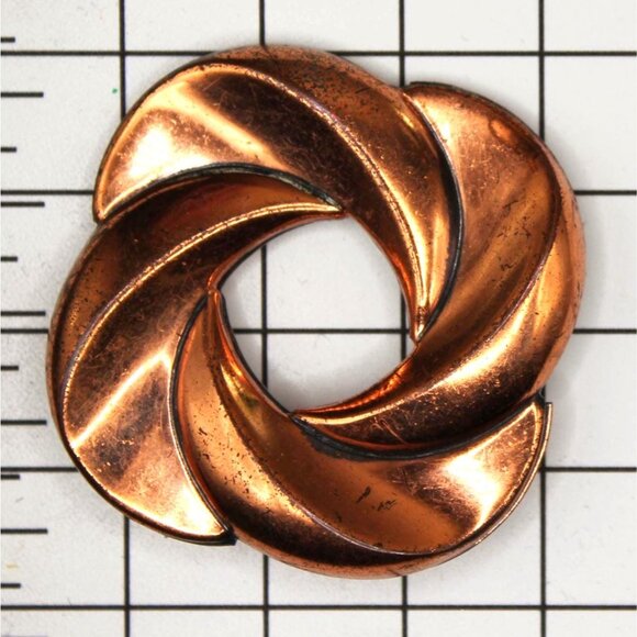 VINTAGE Renoir Copper Brooch. Sculptural Swirl from Mid-Century California. - Picture 2 of 3